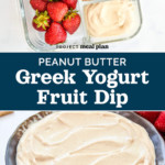 pin for peanut butter greek yogurt fruit dip.