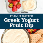 pin for peanut butter greek yogurt fruit dip.