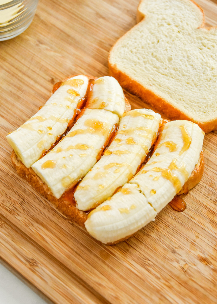 inside of the peanut butter and banana version with honey drizzle on top.