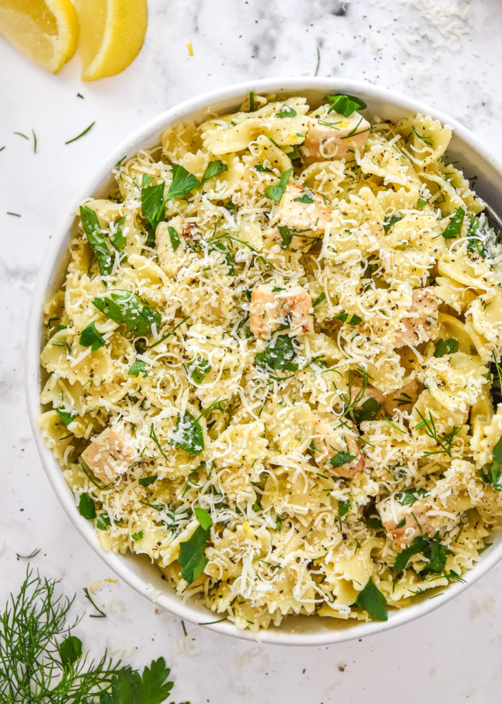 herby lemon chicken pasta salad 