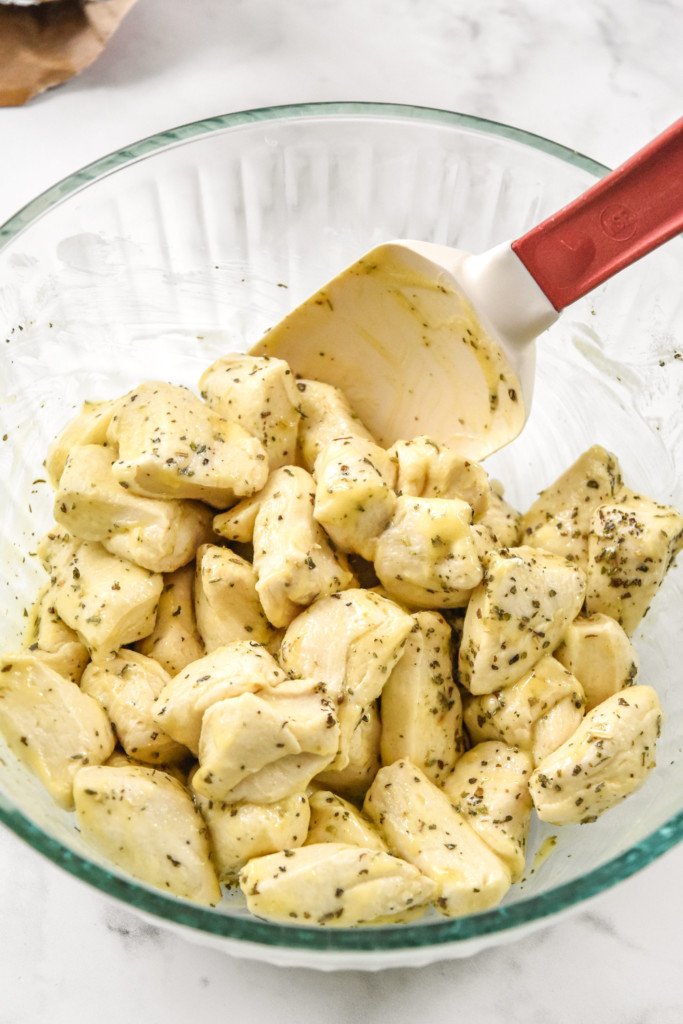 biscuits with butter and italian seasoning mixed together for the chicken pot pie with biscuit crust.