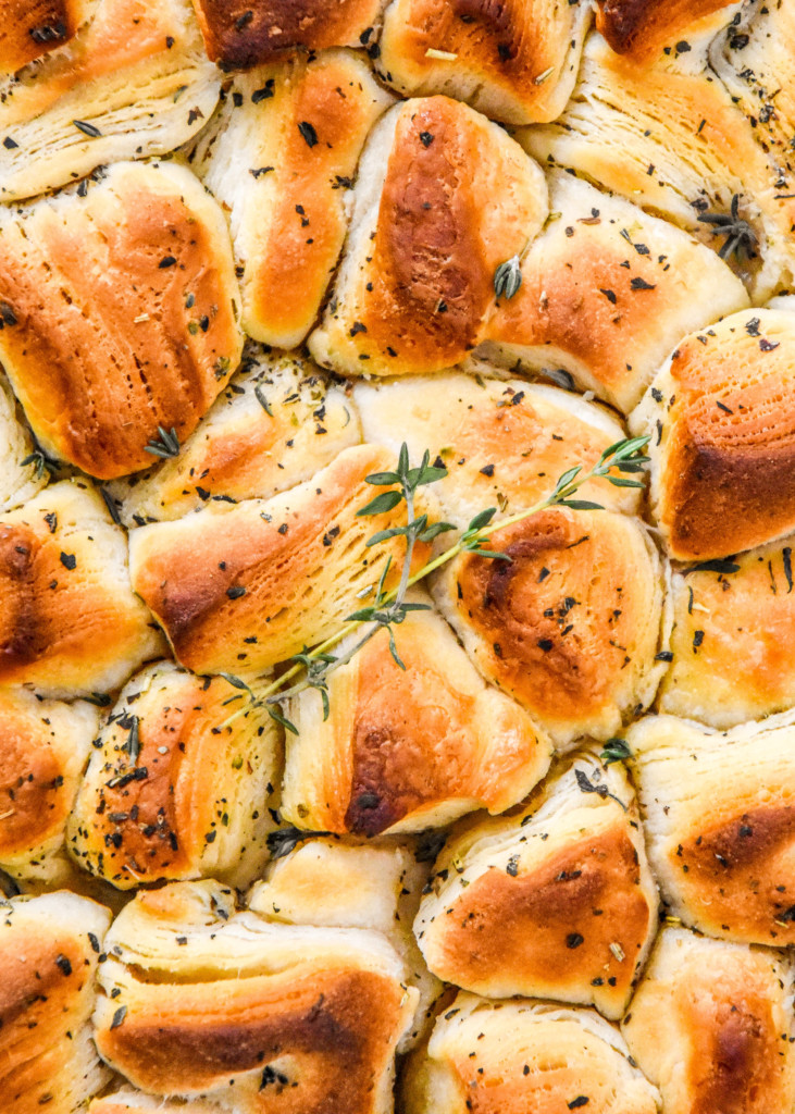 close up of the crust of the chicken pot pie.