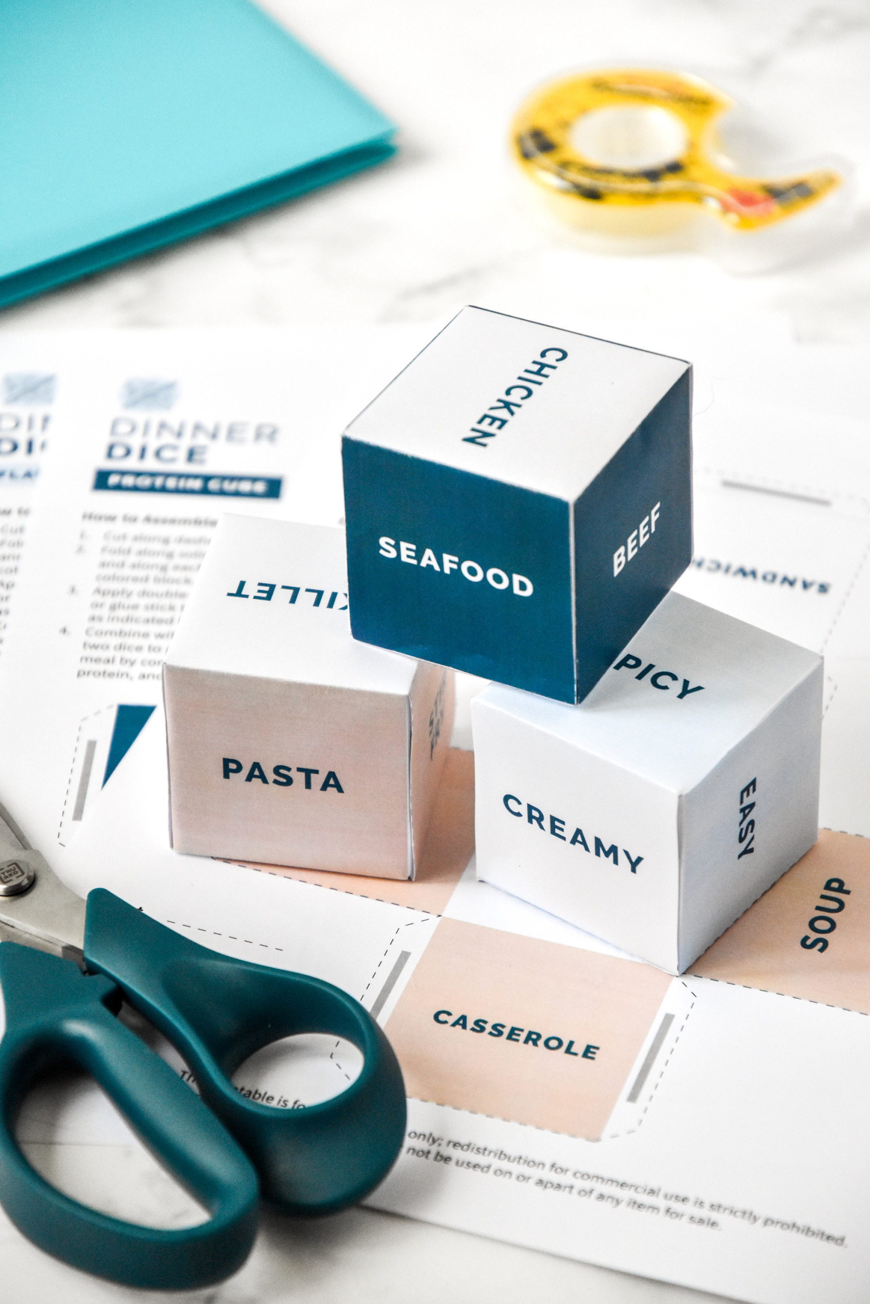 Printable Dinner Dice Activity