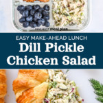 pin image with text for dill pickle chicken salad.