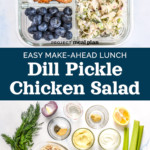 pin image with text for dill pickle chicken salad.