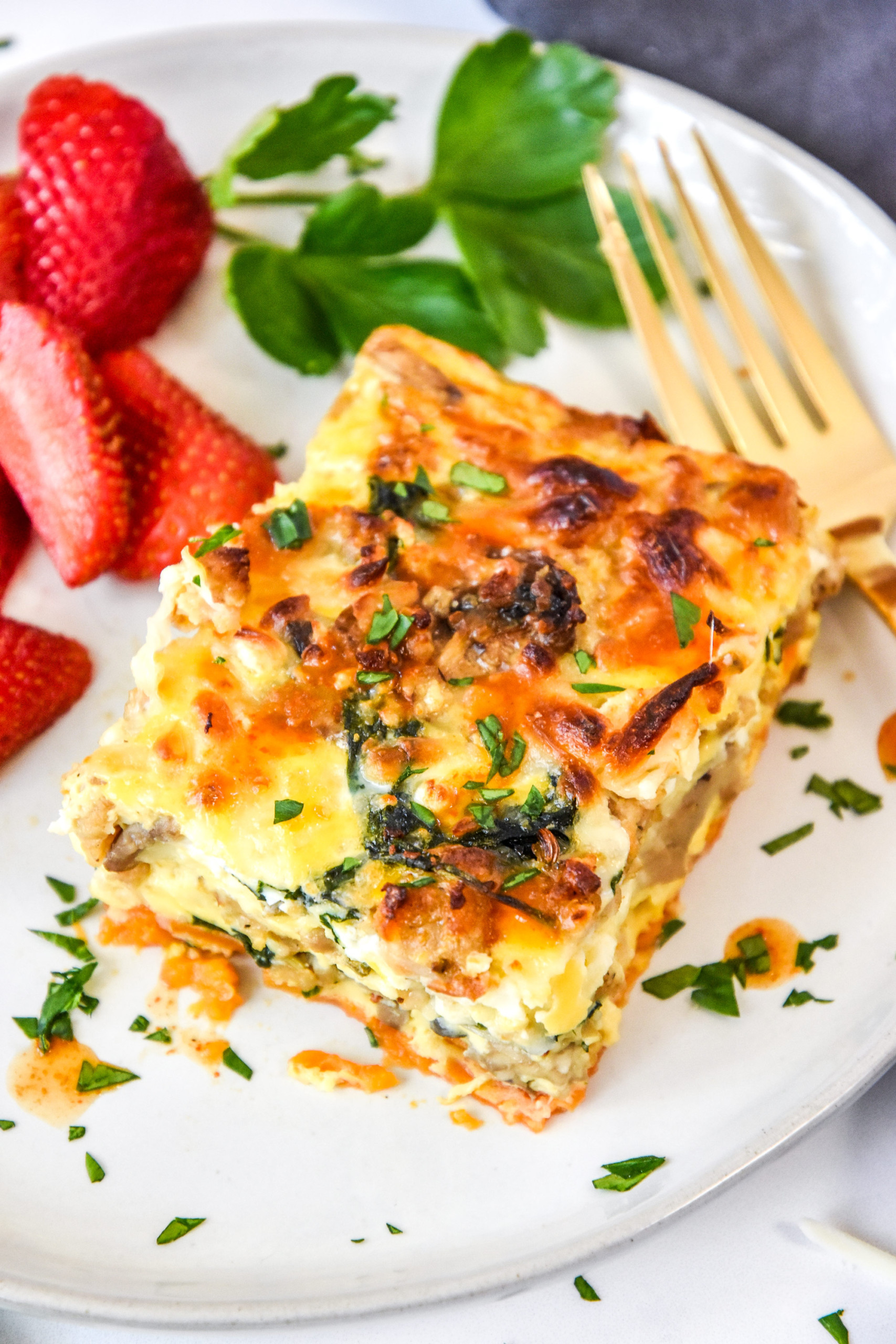 Spinach Feta Chicken Sausage Breakfast Casserole