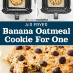 air fryer banana oatmeal cookie for one pinterest image with text.