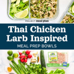 pin image for thai chicken larb inspired meal prep.