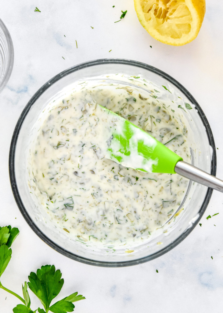 prepared yogurt tartar sauce freshly made to with the homemade fish sticks.