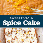 pin image with text for sweet potato spice cake.