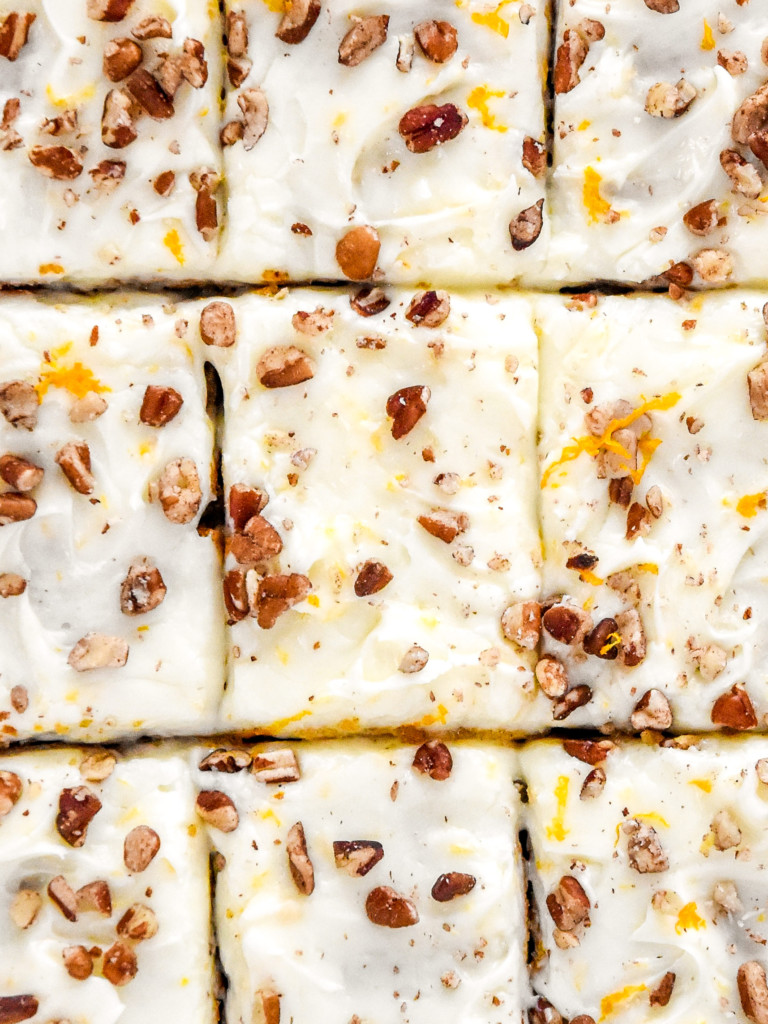 close up of top of sweet potato spice cake.