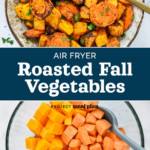 pin image with text for air fryer roasted fall vegetables.