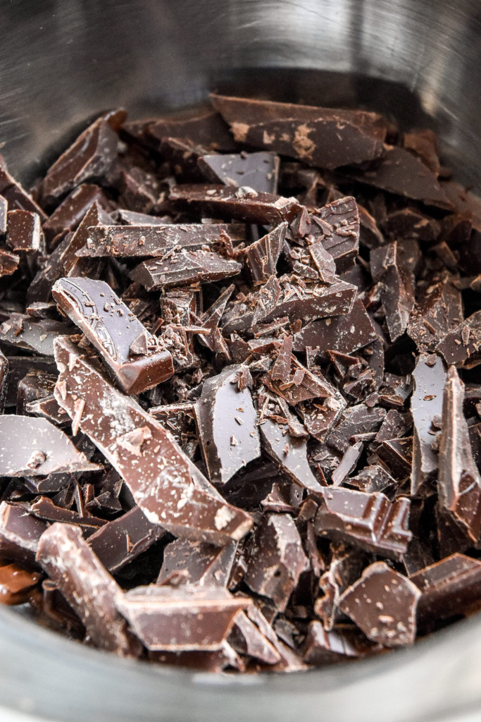 chopped chocolate before melting in a double boiler.