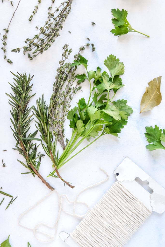 fresh parsley, rosemary and thyme for the bouquet garni.