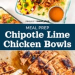 pin image with text for chipotle lime chicken meal prep.