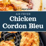 pin image for air fryer chicken cordon bleu.
