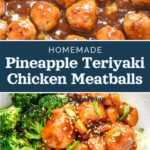 pin image for homemade pineapple teriyaki chicken meatballs recipe.