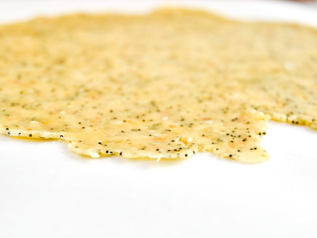 edge of thinly rolled dough for making crackers.