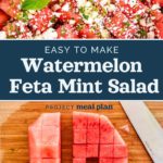 decorative pin image for watermelon feta mint salad.