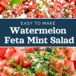 decorative pin image for watermelon feta mint salad.