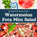 decorative pin image for watermelon feta mint salad.